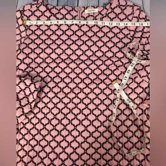 Tyler Boe Pink Black Geometric Jacquard Workwear Party Wedding Midi Dress Size M - Picture 6 of 8